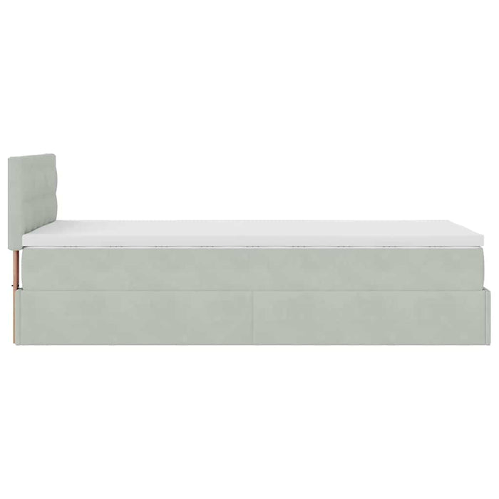 Cadru de pat otoman cu saltea Gri deschis 80x200cm catifea - WALTI WALTI