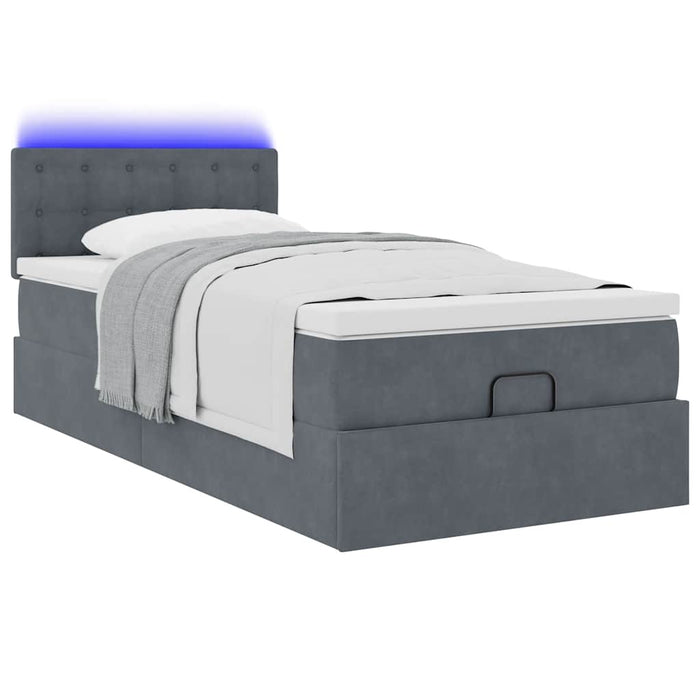 Cadru de pat otoman cu saltea catifea gri închis 90x190cm - WALTI WALTI