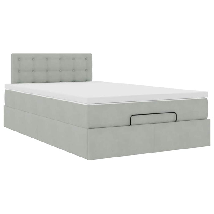 Cadru de pat otoman cu saltea Gri deschis 120x200cm catifea - WALTI WALTI