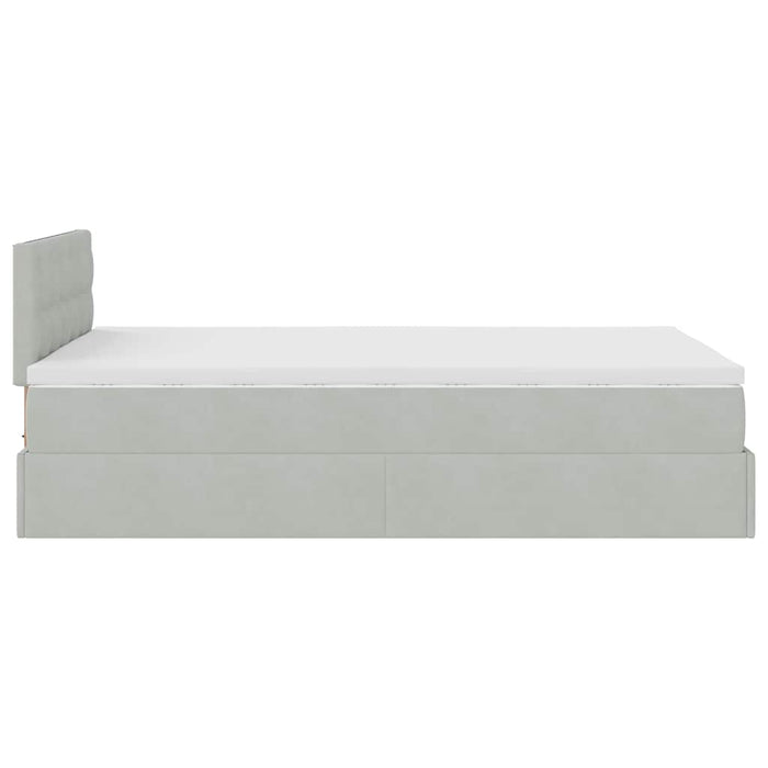 Cadru de pat otoman cu saltea Gri deschis 120x200cm catifea - WALTI WALTI