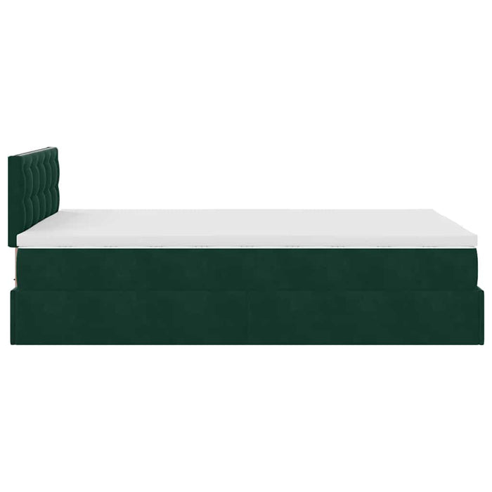 Cadru de pat otoman cu saltea verde închis 120x200cm catifea - WALTI WALTI