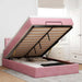 Cadru de pat otoman cu saltea, catifea roz 120x200cm - WALTI WALTI