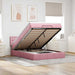 Cadru de pat otoman cu saltea roz 140x200cm catifea - WALTI WALTI