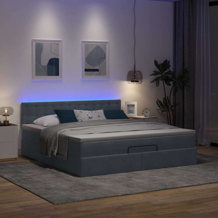 Cadru de pat otoman cu saltea Gri închis 160x200cm catifea - WALTI WALTI