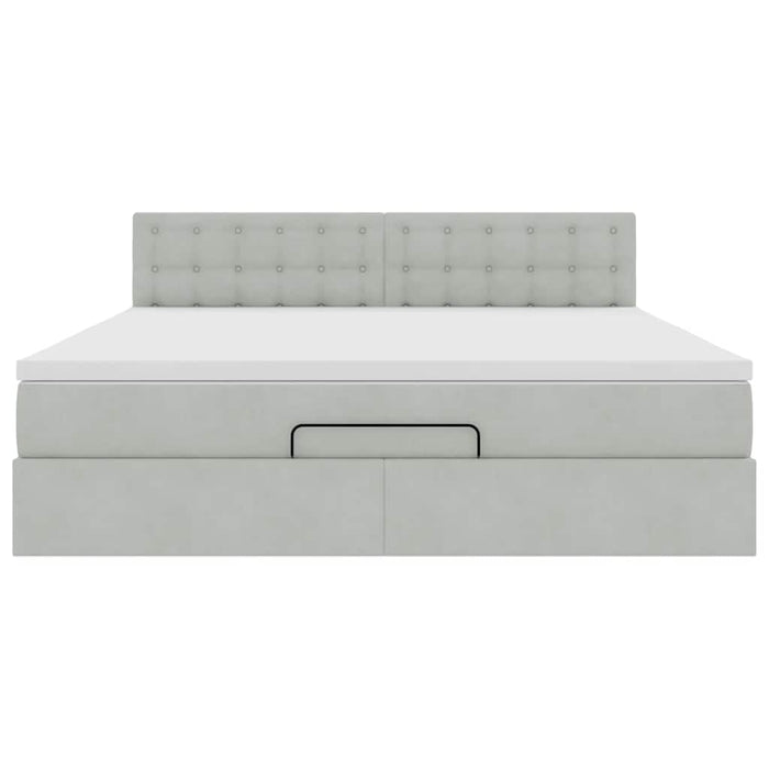 Cadru de pat otoman cu saltea Gri deschis 180x200cm catifea - WALTI WALTI