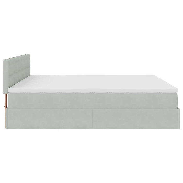Cadru de pat otoman cu saltea Gri deschis 180x200cm catifea - WALTI WALTI