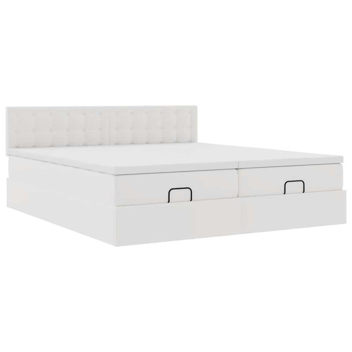 Cadru de pat otoman cu saltea alb 160x200cm piele artificială - WALTI WALTI