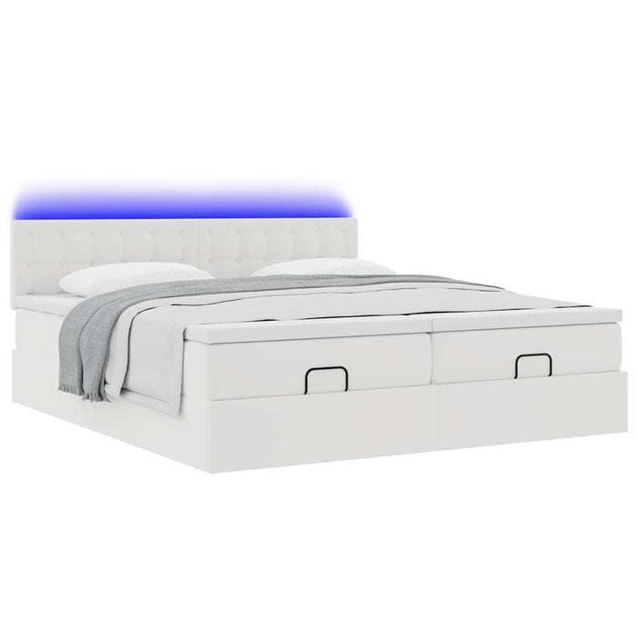 Cadru de pat otoman cu saltele alb 180x200cm piele artificială - WALTI WALTI