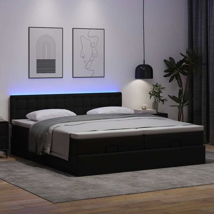 Cadru de pat otoman saltele Negru 200x200cm piele artificială - WALTI WALTI