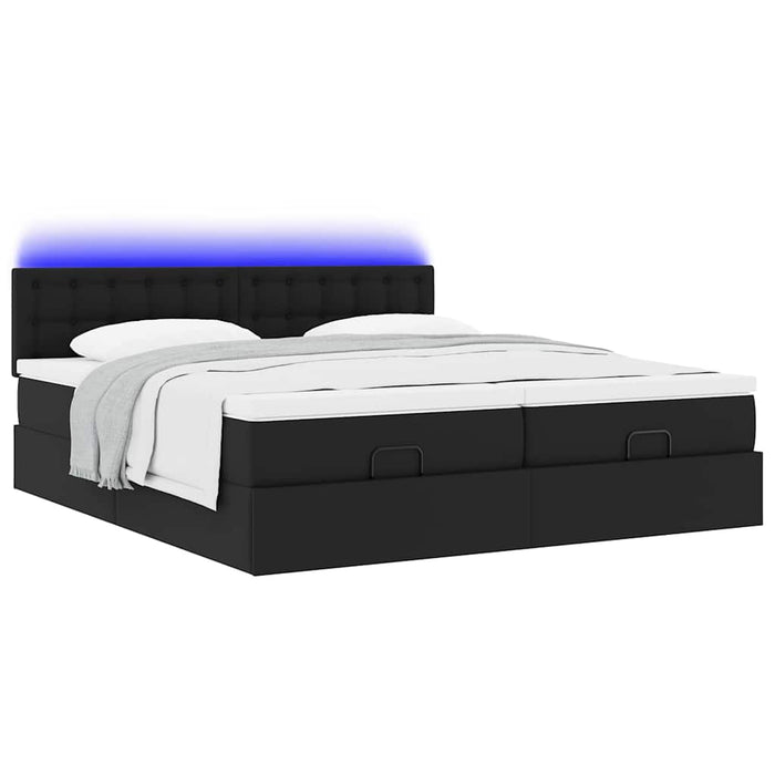 Cadru de pat otoman saltele Negru 200x200cm piele artificială - WALTI WALTI