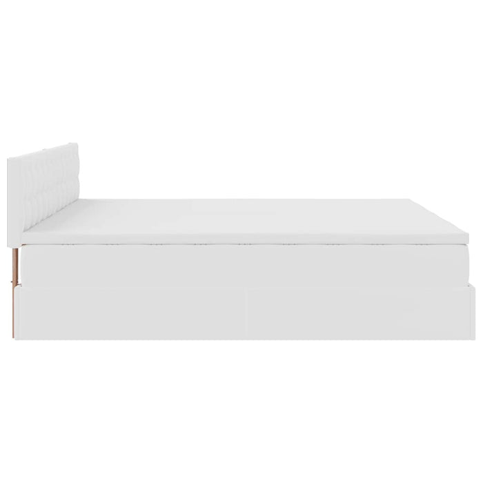 Cadru de pat otoman cu saltele alb 200x200cm piele artificială - WALTI WALTI