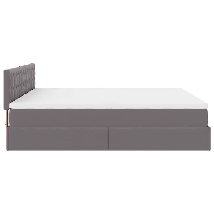 Cadru de pat otoman cu saltele Gri 200x200cm piele artificială WALTI