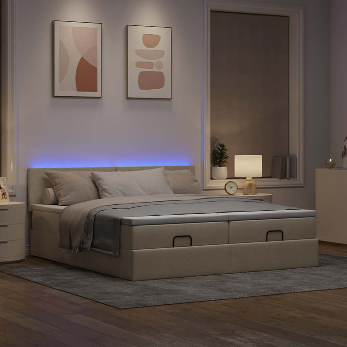 Cadru de pat otoman cu saltele crem 160x200cm stofa - WALTI WALTI