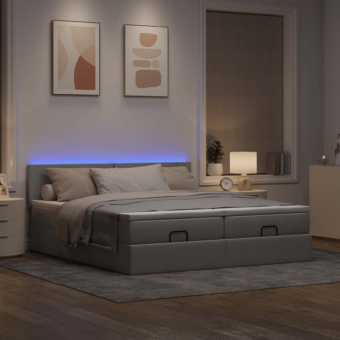 Cadru de pat otoman cu saltele Gri deschis 180x200cm Material - WALTI WALTI