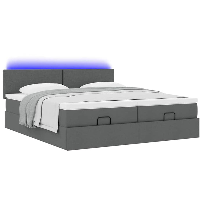 Cadru de pat otoman cu saltele Gri închis 180x200cm țesătură - WALTI WALTI