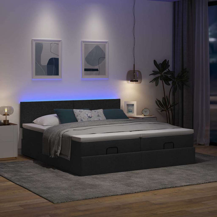 Cadru de pat otoman cu saltele, material negru 180x200cm - WALTI WALTI