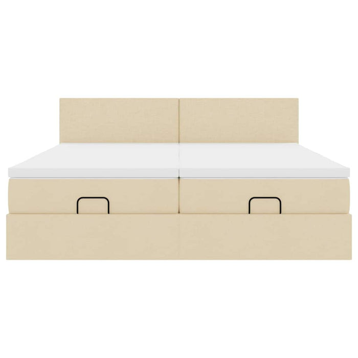 Cadru de pat otoman cu saltele crem 200x200cm stofa - WALTI WALTI