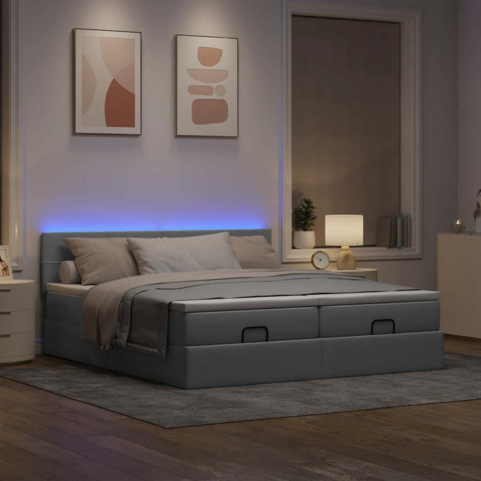 Cadru de pat otoman cu saltele Gri deschis 160x200cm Material - WALTI WALTI