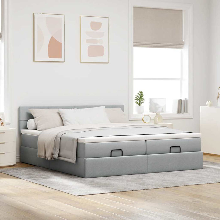 Cadru de pat otoman cu saltele Gri deschis 160x200cm Material - WALTI WALTI