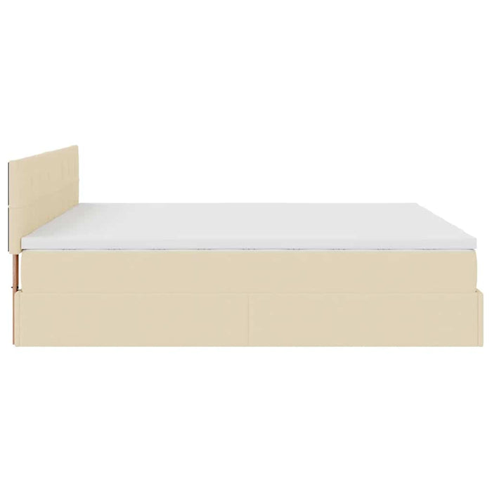 Cadru de pat otoman cu saltele crem 160x200cm stofa WALTI