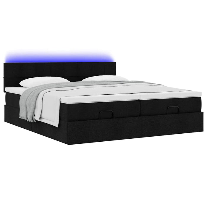 Cadru de pat otoman cu saltele, material negru 180x200cm - WALTI WALTI
