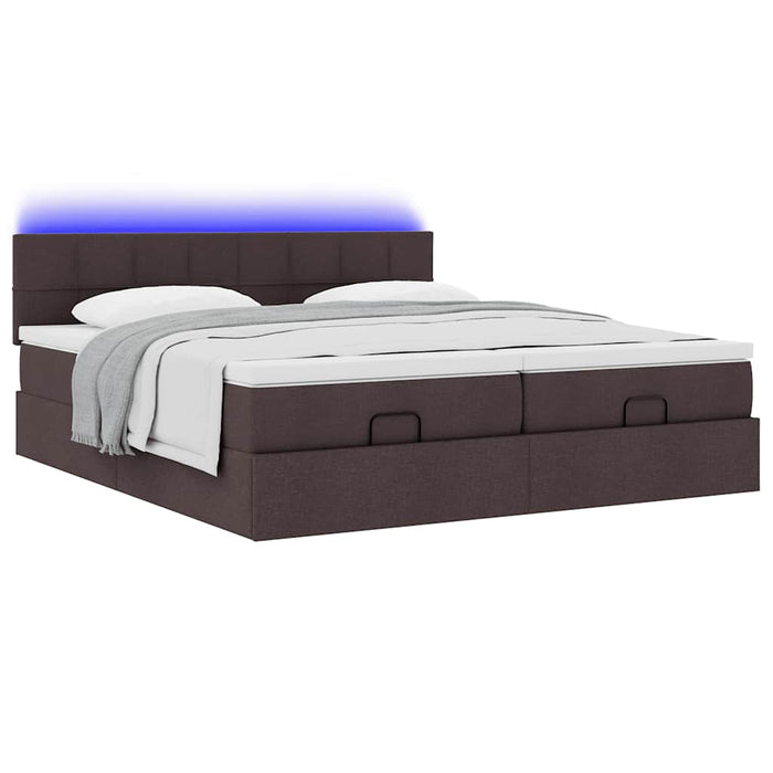 Cadru de pat otoman cu saltele țesătură maro închis 180x200cm - WALTI WALTI
