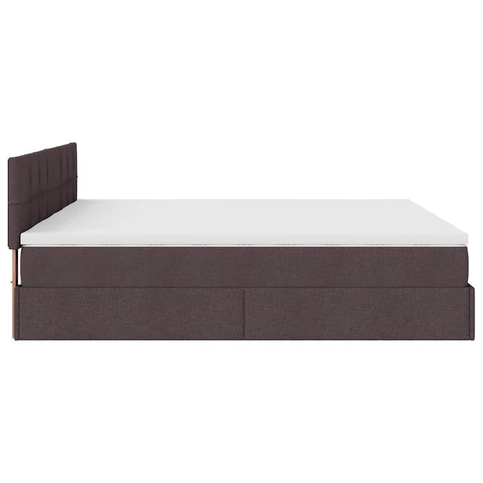 Cadru de pat otoman cu saltele țesătură maro închis 200x200cm WALTI