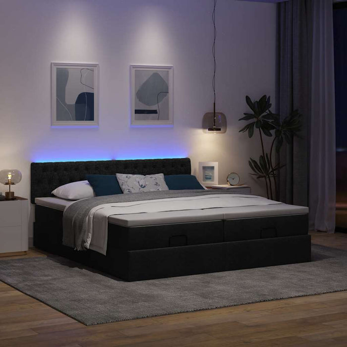 Cadru de pat otoman cu saltele, material negru 160x200cm - WALTI WALTI