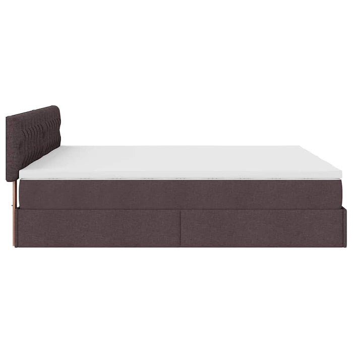 Cadru de pat otoman cu saltele țesătură maro închis 200x200cm WALTI
