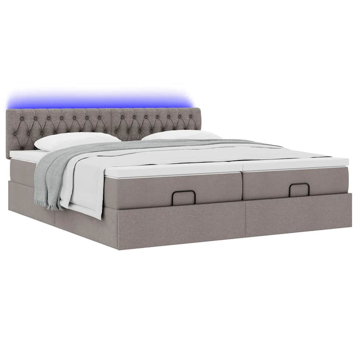 Cadru de pat otoman cu saltele Taupe 200x200cm țesătură WALTI