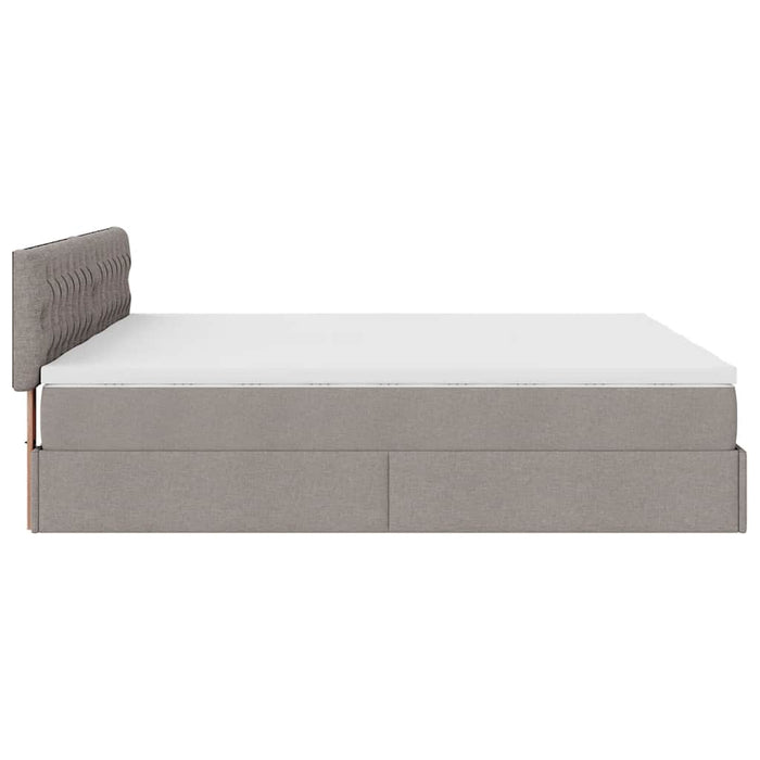 Cadru de pat otoman cu saltele Taupe 200x200cm țesătură WALTI