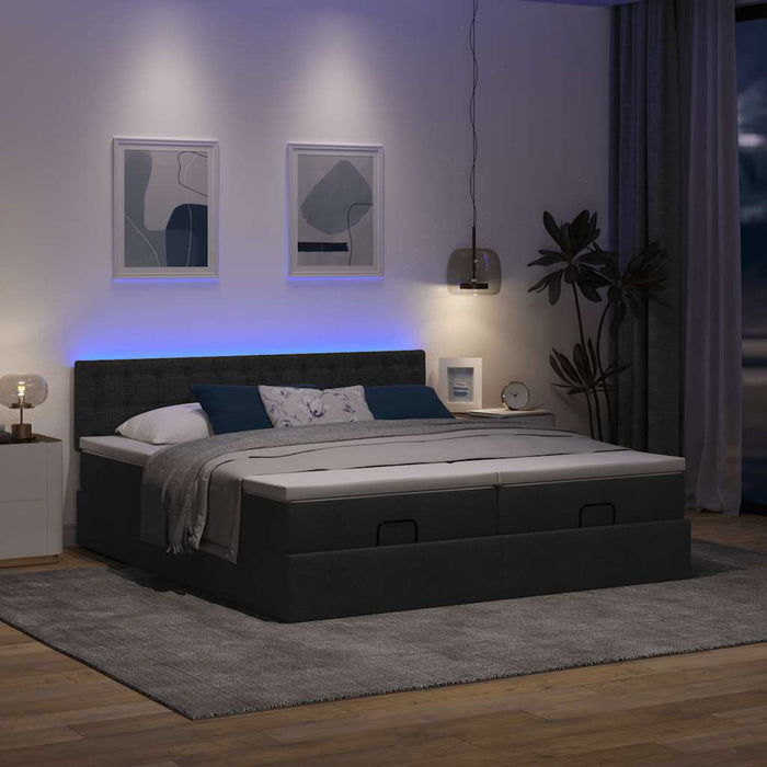 Cadru de pat otoman cu saltele, material negru 160x200cm - WALTI WALTI