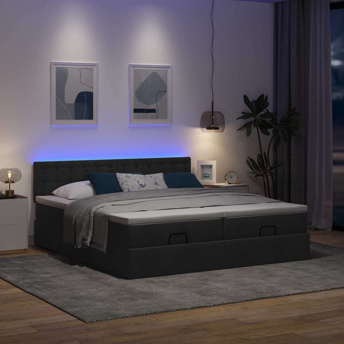 Cadru de pat otoman cu saltele, material negru 180x200cm - WALTI WALTI