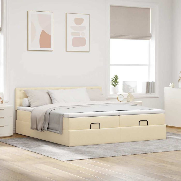 Cadru de pat otoman cu saltele crem 180x200cm stofa - WALTI WALTI