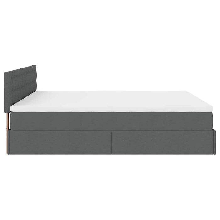 Cadru de pat otoman cu saltele țesătură gri închis 200x200cm WALTI