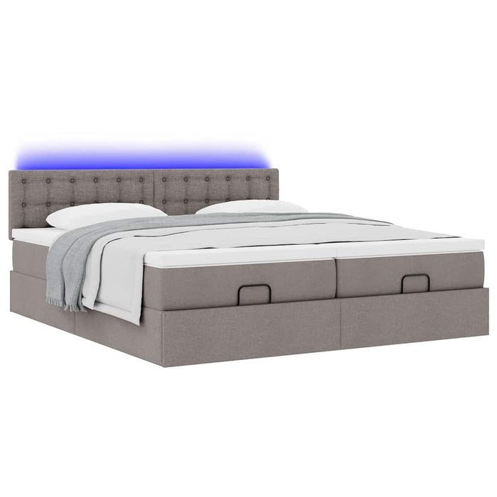 Cadru de pat otoman cu saltele Taupe 200x200cm țesătură WALTI