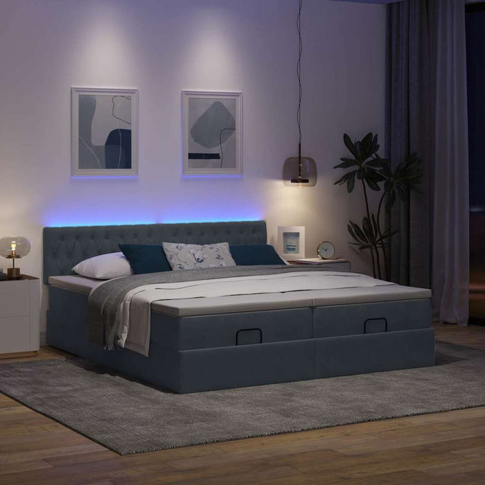 Cadru de pat otoman cu saltele Gri închis 160x200cm catifea - WALTI WALTI