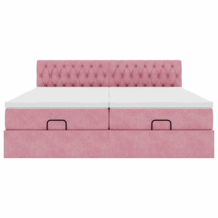 Cadru de pat otoman cu saltele Roz 180x200cm catifea - WALTI WALTI
