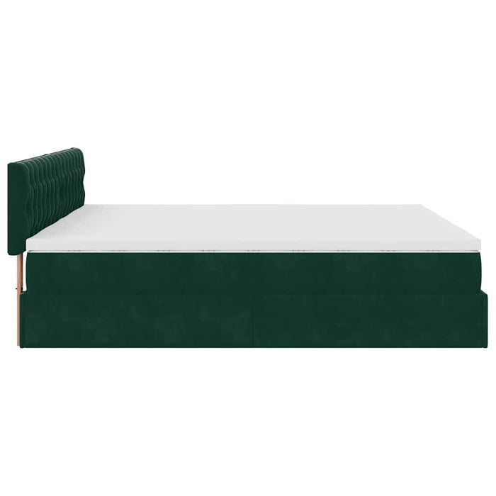 Cadru de pat otoman cu saltele Verde închis 200x200cm catifea - WALTI WALTI