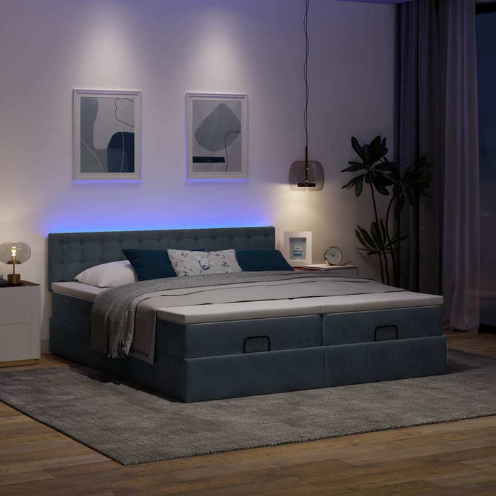 Cadru de pat otoman cu saltele Gri închis 160x200cm catifea - WALTI WALTI