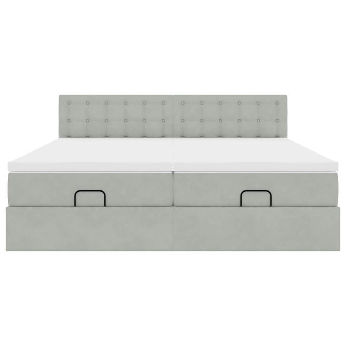Cadru de pat otoman cu saltele Gri deschis 180x200cm catifea - WALTI WALTI