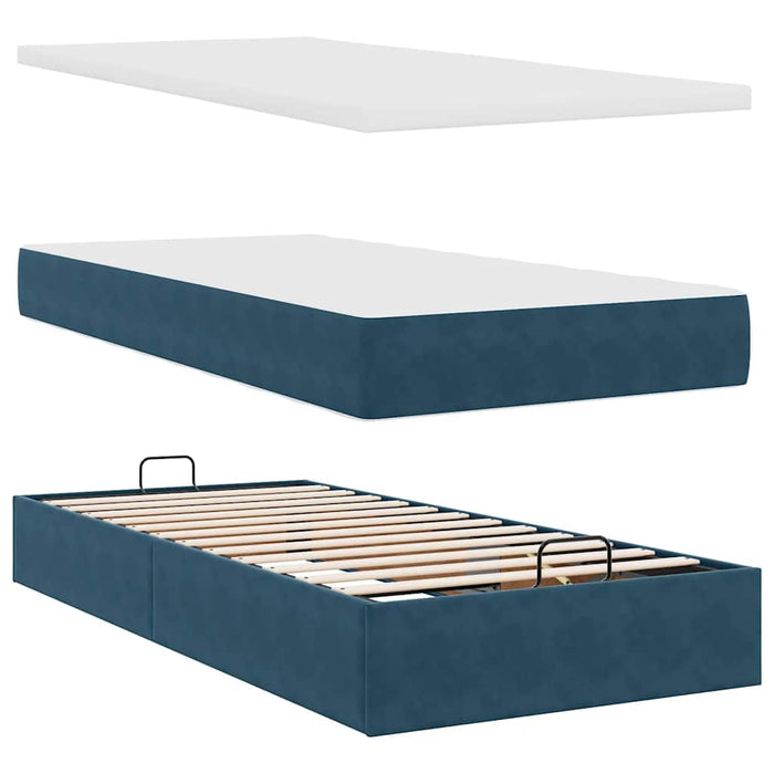 Cadru pat otoman cu saltele Albastru închis 180x200cm catifea - WALTI WALTI