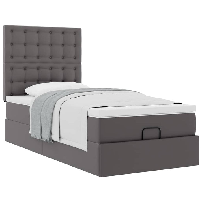 Pat otoman cu saltea, gri, 80x200cm, piele ecologică - WALTI WALTI