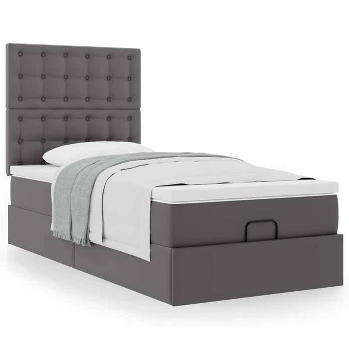Pat otoman cu saltea, gri, 80x200cm, piele ecologică - WALTI WALTI