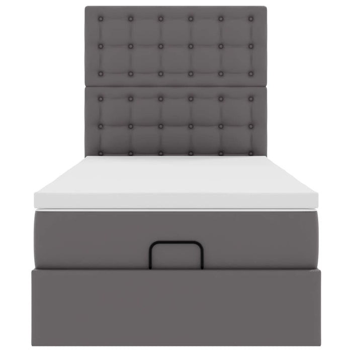 Pat otoman cu saltea, gri, 80x200cm, piele ecologică - WALTI WALTI