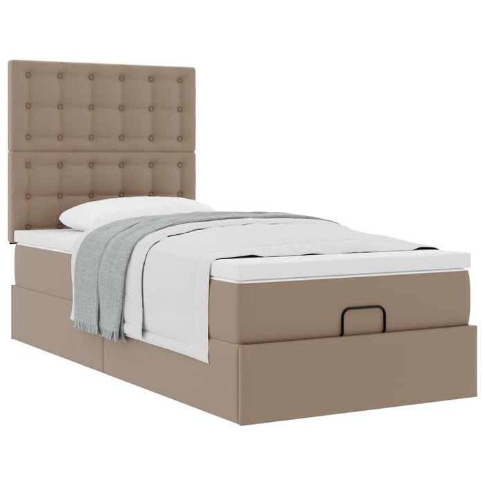 Pat otoman cu saltea, cappucino, 80x200cm, piele ecologică WALTI
