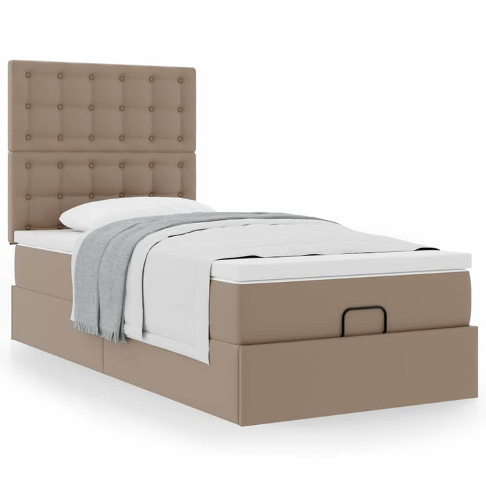 Pat otoman cu saltea, cappucino, 80x200cm, piele ecologică WALTI