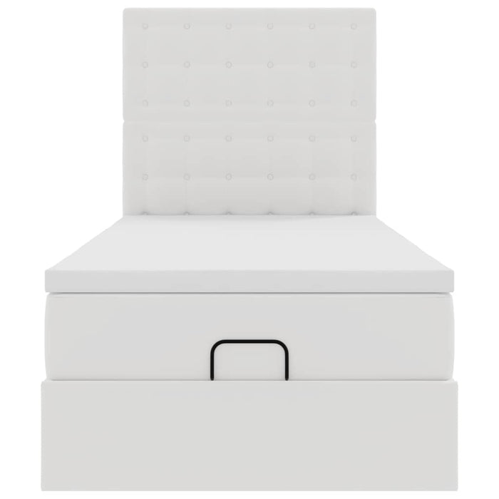 Pat otoman cu saltea, alb, 90x190cm, piele ecologică - WALTI WALTI