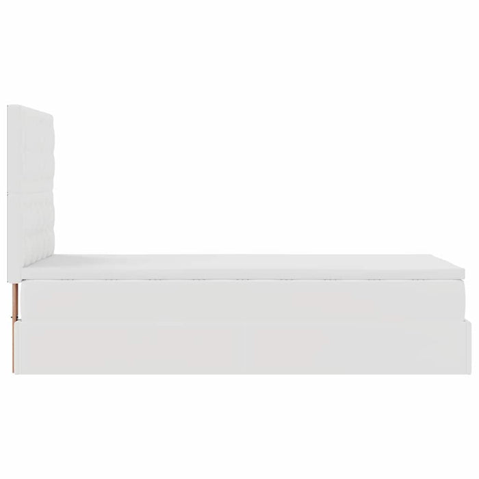 Pat otoman cu saltea, alb, 90x190cm, piele ecologică - WALTI WALTI