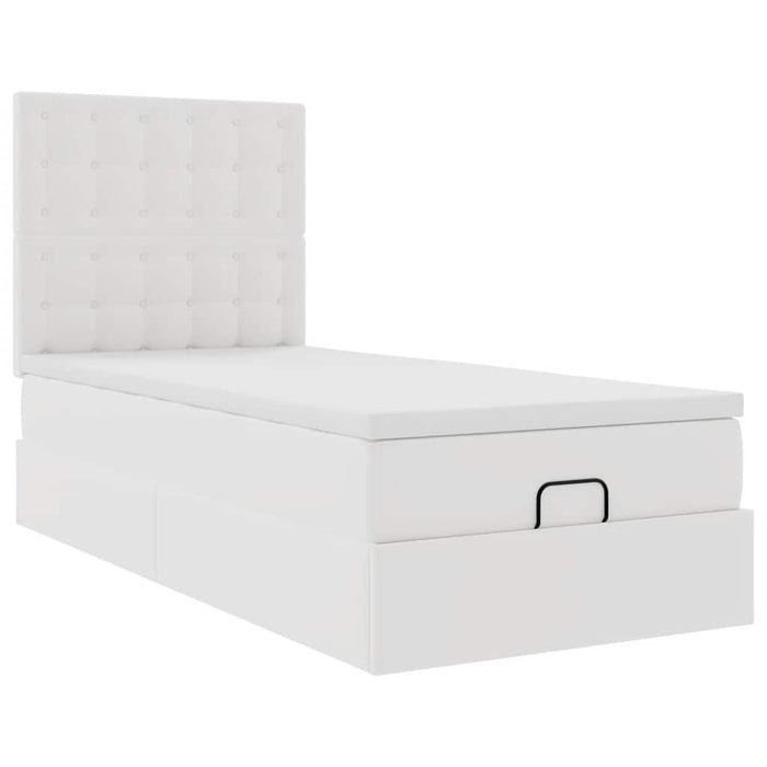 Pat otoman cu saltea, alb, 90x200cm, piele ecologică - WALTI WALTI